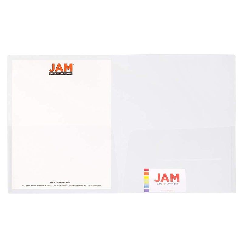 JAM Paper مجلدات تقديم بلاستيكية خفيفة الوزن ومرنة بجيبَين من JAM PAPER - شفاف - 12/عبوة - Image 2